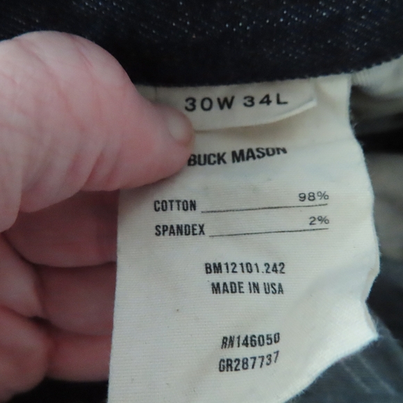 Buck Mason Jeans 30x34 Mens Maverick Slim 14 oz Double Dipped Denim (32x32) - Picture 7 of 7